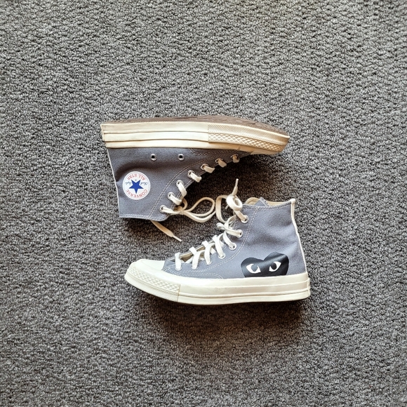 Converse Comme des Garcons PLAY CDG  chuck 70 high size M 4 or W 6 grey collab - Picture 1 of 6
